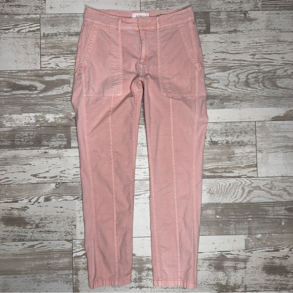 Anthropologie The Wanderer Pink Utility Cargo Pants Size 26 Cotton Linen Blend - Picture 1 of 15